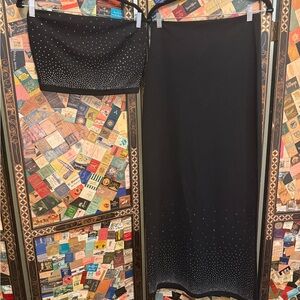 Nasty Gal Black Skirt Set with Rhinestone Accents